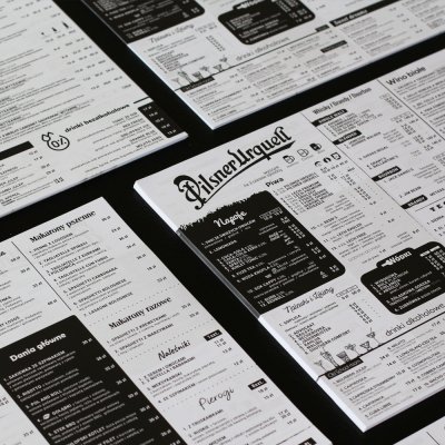 menu czarno białe projekt